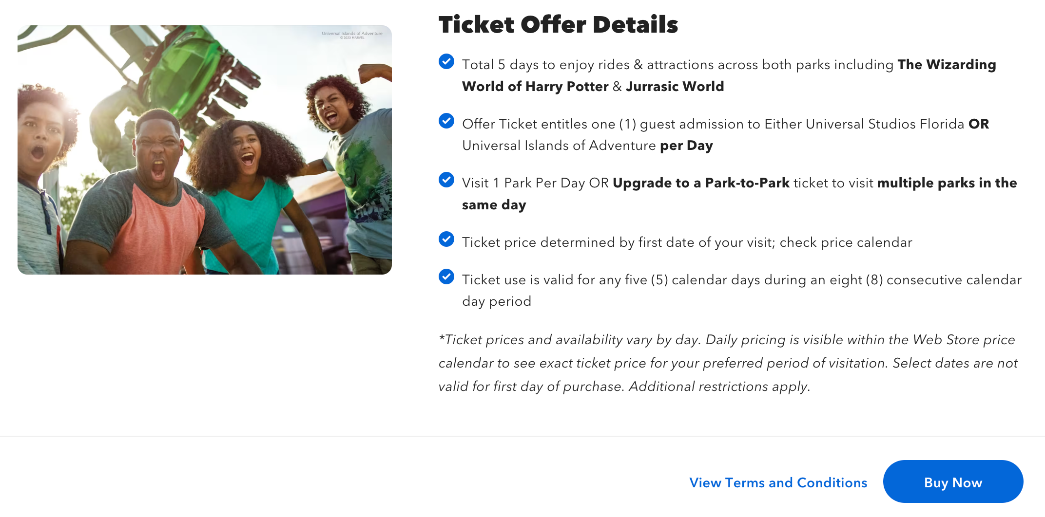 ticket offer details